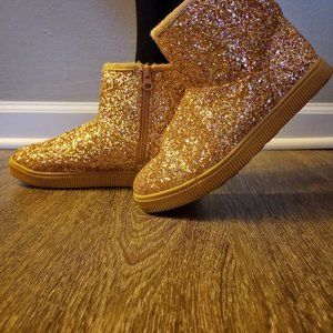 Cat & Jack girl's pink glitter boots